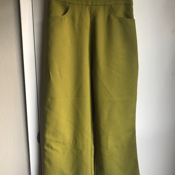 Altar PDX Houseline Green Cropped Linen Pants with Flare Size Small - Picture 2 of 3